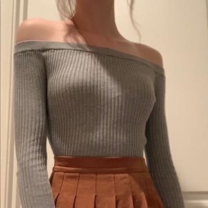 Gray off the shoulder top